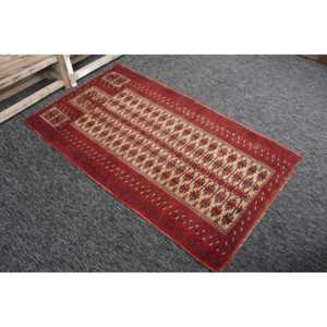 พรมตุรกีขนาดเล็ก 3.2x5.4 ฟุต พรมวินเทจ พรมลายเรขาคณิตสีแดง - Product Image 3