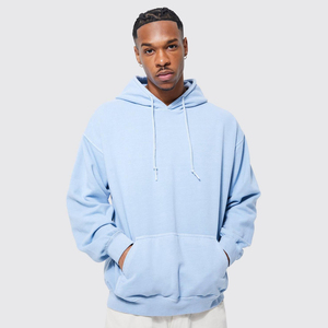 Poids lourd 420 Gsm sweat à capuche d'hiver sweat sans chaîne personnalisé hommes en détresse coupe régulière blanc lavé à l'acide Streetwear 100% - Product Image 1