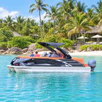 Bateau ponton de luxe personnalisé pour fêtes, bateau de pêche en aluminium, bateau de loisirs pour lac, bateau ponton commercial pour passagers avec moteur hors-bord