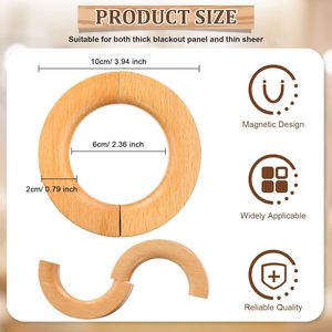 4 Uds. De lazos magnéticos para cortinas de madera, soportes para cortinas decorativas modernas, Clips para cortinas de madera, lazos redondos bohemios - Product Image 3