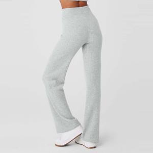 Pantalones de salón de punto de cintura alta personalizados para Mujer | Pantalones de salón elásticos cómodos y transpirables con cintura elástica - Product Image 3