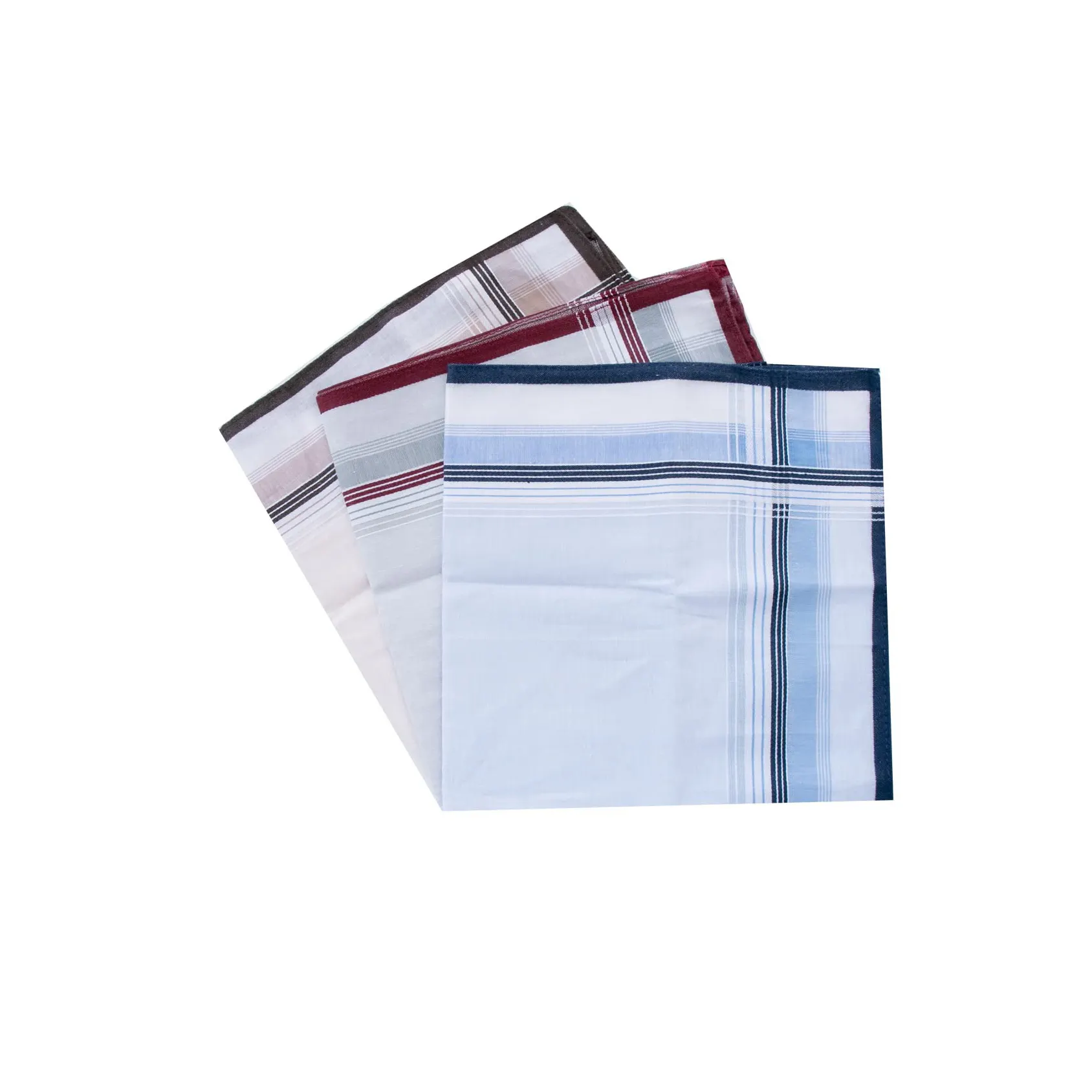 Hoge Kwaliteit Vierkante Sjaal Mens Zachte Zakdoeken Gestreept Custom Print 100% Katoen Zakdoeken Voor Mannen