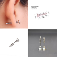 Étanche En Acier Inoxydable Vis Boucles D'oreilles Ensemble Unisexe Piercing Croix Vis Oreille Stud Corps Piercing Bijoux