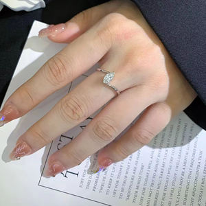 Bague de Fiançailles Solitaire Coupe Marquise Diamant de Laboratoire Argent Sterling 925 en Or Massif 14K 18K Bague de Promesse Empilable Bypass - Product Image 3