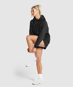 Black Pullover Hoodie 100% Cotton Custom Logo Oversized Streetwear <b>Hooded</b> Sweatshirt Casual Unisex Plain Heavyweight <b>Jumper</b> - Product Image 4