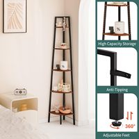 Estantería Esquinera de 5 Niveles, Estantería Esquinera Tipo Escalera, Estantería de Exhibición para Dormitorio y Sala de Estar, Librería Esquinera Alta, Soporte para Plantas de Esquina
