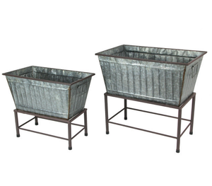 Jardinière de fleurs galvanisée classique avec support en fer pour décor de jardin et de balcon Pot durable pour une utilisation intérieure et extérieure - Product Image 3