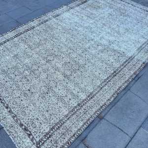 พรมวินเทจ ขนาด 6.1x9.7 ฟุต สีเทา-ดำ ทำจากขนสัตว์แท้สไตล์ตุรกี - Product Image 3