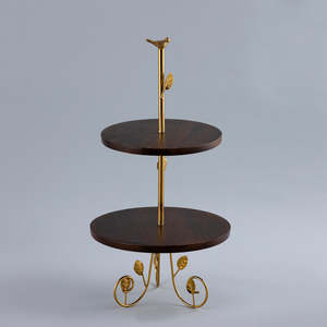 Soporte de pastel duradero chapado en oro Soporte de 2 niveles de metal de acero inoxidable para servir en bodas Fiestas de hotel en precio al por mayor - Product Image 4