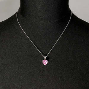NOVAMART Fine Hallmark Trendy Silver Marine Pink Heart <b>Pendant</b> Rhodium Plated Box Featuring <b>Emerald</b> Zircon Moissanite Diamond Ro - Product Image 2