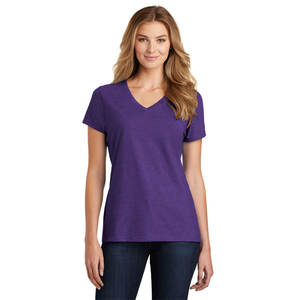 Camiseta de verano con cuello en V para mujer, camiseta antiarrugas con estampado de pintura y manga corta - Product Image 1