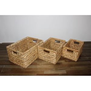 Juego de Cestas de Almacenamiento Rectangulares Vintage de Jacinto de Agua Tejido Ecológico Artex Dong Thap con Asa - Product Image 2