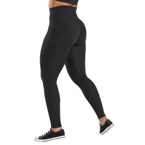 Leggings d'entraînement tricotés de couleur unie pour femmes fabriquées professionnelles taille moyenne respirante avec logo quantité minimale de commande bas - Product Image 3