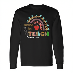 Maglietta a maniche lunghe Made To Teach per l'apprezzamento degli insegnanti e il ritorno a scuola - Product Image 2