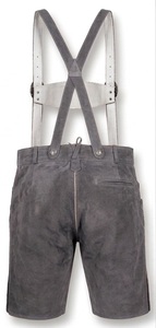 Lederhosen pour homme en daim de vache gris, pantalon de costume traditionnel - Product Image 2
