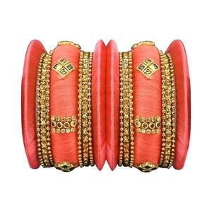 Juego de brazaletes finos de piedra austriaca con hilo de melocotón Sejal 1403723H _ 2,4 - Product Image 1