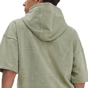 100% Cotton Fabric Shorts Sleeve Hoodie Style <b>Shirt</b> Sets With Durable Pocket's Set's <b>For</b> Custom Printed Logo - Product Image 6