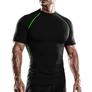 2024 hommes Gym Compression chemise à manches courtes de haute qualité Logo personnalisé vêtements de sport respirant tricoté tissu Slim Fit - Product Image 5