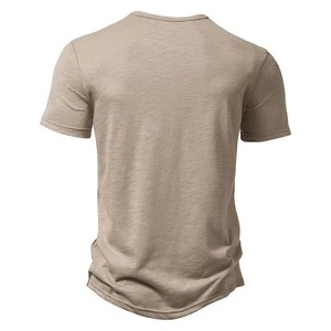 Camiseta de manga corta de verano de alta calidad para hombre, Jersey informal de microfibra Henley para hombre, camisetas de Color sólido - Product Image 3