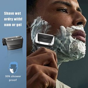 Lot de 2 Têtes de Rechange pour Rasoir Électrique, Lames Triple et Double, Lavables, Alimentation USB, pour Rasage du Visage - Product Image 4