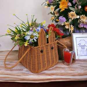 Cute Rabbit Shaped Storage <b>Basket</b> Eco-Friendly Portable <b>Picnic</b> <b>Basket</b> Made of Bamboo Rattan Decorative Gift <b>Baskets</b> for Children - Product Image 1