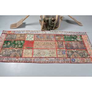 พรมตุรกีโบราณสีเบจ2,8X7ฟุตแบบคลาสสิกผ้าขนสัตว์และเส้นใยเหนียวลายเย็บปะด้านหลังสำหรับวัยรุ่น - Product Image 3