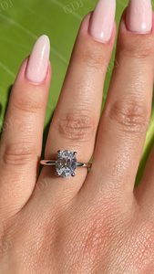 Bague de fiançailles Solitaire Moissanite taille ovale certifiée GRA 2CT bague en diamant or blanc 10K Simple Halo caché ensemble bagues bijoux - Product Image 5