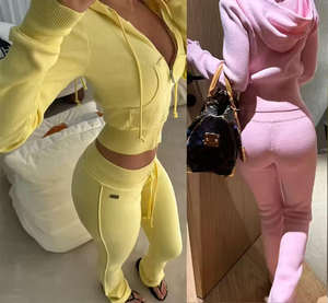 Conjunto Deportivo de 2 Piezas para Mujer, Estilo Y2K, Invierno, Algodón, Sudadera con Capucha y Pantalones Deportivos, Logotipo Personalizado, Venta al Por Mayor - Product Image 3