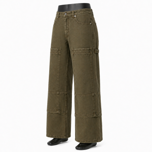 Pantalon cargo vintage délavé pour homme, en coton épais, style workwear, multi-poches, streetwear, coupe ample - Product Image 4