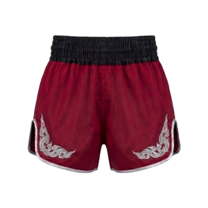 Martial Arts <b>Shorts</b> Red With <b>Silver</b> Embroidery Unisex Adult Mixed Martial Arts Wear Stretch Fit Regular Style - Product Image 1