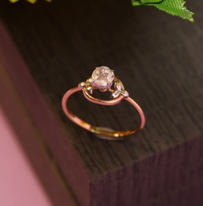 แหวนหมั้นเพชรชุบโรสโกลด์14K ดีไซน์หรูหราได้รับการรับรองสำหรับงานแต่งงานครบรอบ - Product Image 2