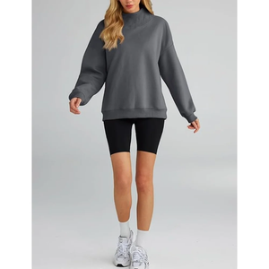 Sudadera de mujer de manga larga de algodón con logotipo personalizado de alta calidad, ropa informal sostenible transpirable, sudadera Lisa para mujer - Product Image 3