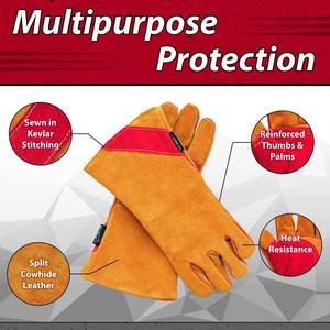 Professional Heavy Duty Heat Resistant Welding <b>Gloves</b> Thermal Protection Leather Material <b>Touchscreen</b> Daily Casual Outdoor - Product Image 6
