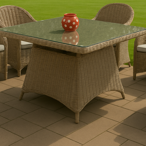 Juego de comedor moderno y elegante de mimbre de 6 plazas, muebles de exterior para casa de campo, villa, hoteles, almacenes, patios, parques - Product Image 6