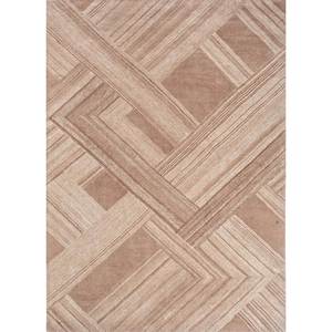 พรมขนสัตว์ทอมือสีน้ำตาลเบจโครมา ลายเรขาคณิตแบบแจ็คการ์ด สำหรับห้องโถงบ้าน รูปทรงสี่เหลี่ยมผืนผ้า ขนาด 4 เมตร หนา 10 มม. ท็อปวิสโคส-292 - Product Image 1