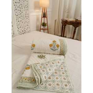 Edredón Indira-Jardín de medianoche Estilo tradicional Premium Block Print King Queen Size Colcha Manta para decoración de ropa de cama - Product Image 6