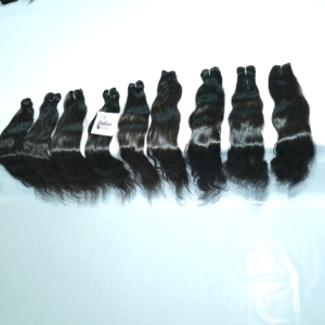 Extensions de cheveux vierges humains non traités, ondulés, en mèches, double trame machine, cuticules alignées, couleur naturelle noire, origine vietnamienne - Product Image 4