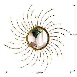 Espejo de Pared Moderno con Marco Redondo de Hierro y Acabado Plateado |   Espejo Colgante de Metal de Lujo para Decoración del Hogar, Sala de Estar, Dormitorio - Product Image 3