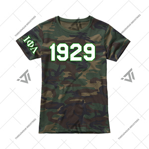 เสื้อยืดคอกลมลายพรางปักลายพรางสำหรับเสื้อผ้า Sorority ลายพรางเสื้อลายพรางสไตล์กรีก - Product Image 1