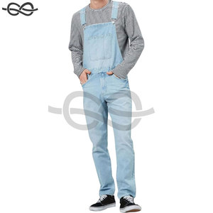 Mens Denim Bib Overalls Relaxed Fit Fashion Jean <b>Jumpsuit</b> <b>with</b> Adjustable Straps and Multiple <b>Pockets</b> Casual Workwear - Product Image 5