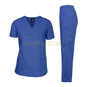 Juego de uniformes de enfermería con estampado de logotipo personalizado para mujer, traje quirúrgico antiarrugas dibujado a mano, uniformes de hospital de verano para médicos - Product Image 1