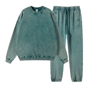 Vente en gros de survêtement blanc uni d'hiver 100% survêtements vintage de haute qualité en éponge française lavés à l'acide pour hommes - Product Image 1