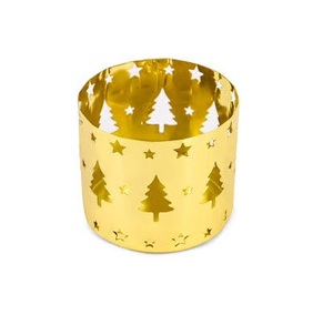 Haute qualité doré arbre de noël Design perforé fer métal chauffe-plat support votif bouteille en verre pour la décoration de la maison - Product Image 1