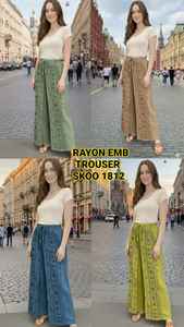 กางเกงผ้าซาตินปักลายเอวยางยืดสำหรับผู้หญิงกางเกงผ้าซาตินปักลายผ้าเรยอนแบบพรีเมี่ยมสำหรับ2025ทันสมัย - Product Image 4