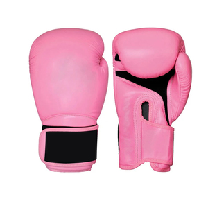 Gants d'entraînement de boxe en cuir PU rose avec fermeture velcro au poignet pour un usage unisexe - Product Image 5