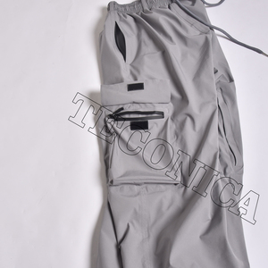 Pantalons de ski imperméables gris pour hommes en gros, taille élastique et style streetwear hip-hop ample - Product Image 5