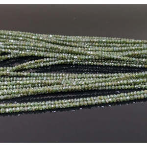 Brins de perles de diamant naturel vert facetté 1,8-2,2 mm Rondelle pour colliers de perles raffinés - Product Image 1