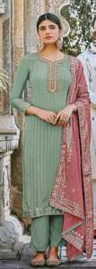 Nuevo Salwar Kameez de Georgette Pesado con Dupatta y Bordado, Exclusivo y de Moda, Proveedor y Exportador Indio - Product Image 2