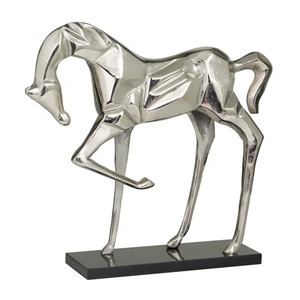 Escultura de Mesa de Caballo Plateado Artístico Premium, Adorno Metálico, Elegante Detalle Decorativo para Interiores Modernos, de la India - Product Image 1