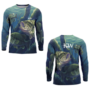 Custom Plus Size Men's UPF50 <b>Moisture</b> <b>Wicking</b> UV Protection Fishing <b>Shirts</b> Printed Performance Long Sleeve 100% Polyester - Product Image 2